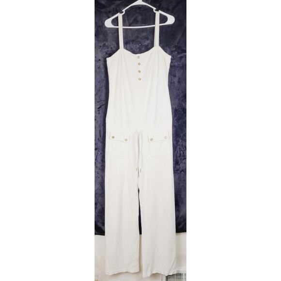 Juicy Couture ivory terry cloth jumpsuit Size XL Y2K Comfycore Leisurewear - Picture 1 of 10